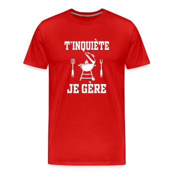 barbecue t'inquiète je gère bbq grille - T-shirt bio Premium Homme - rouge - Devant - Damien (186cm)