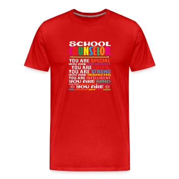 Schulberater Du Bist Besonders Geliebt - Männer Premium Bio T-Shirt - Rot - Vorne - Damien (186cm)