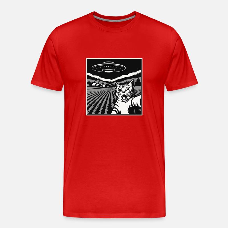 Funny Cat, Alien Machine - Männer Premium Bio T-Shirt - Rot