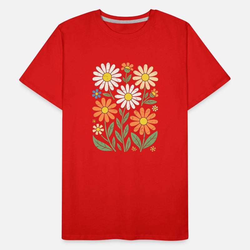 Boho Retro Gänseblümchen Muster Retro Männer Premium Bio T-Shirt