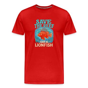 Rettet das Riff Esst einen Rotfeuerfisch - Männer Premium Bio T-Shirt - Rot - Vorne - Damien (186cm)
