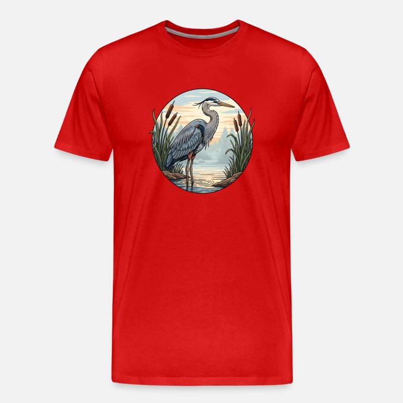 Blauer Reiher - Männer Premium Bio T-Shirt - Rot