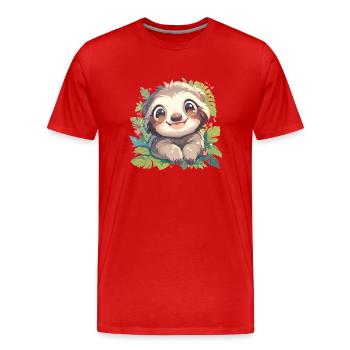 Paresseux Paresseux - T-shirt bio Premium Homme - rouge - Devant - Damien (186cm)