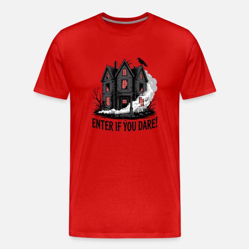 NAWIEDZONE BUDYNKI - Ekologiczna koszulka męska Premium - czerwony