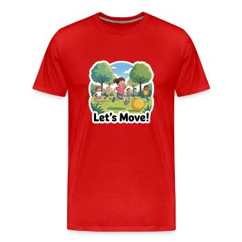KINDER TRAINIEREN. LASS UNS BEWEGEN - Männer Premium Bio T-Shirt - Rot - Vorne - Damien (186cm)