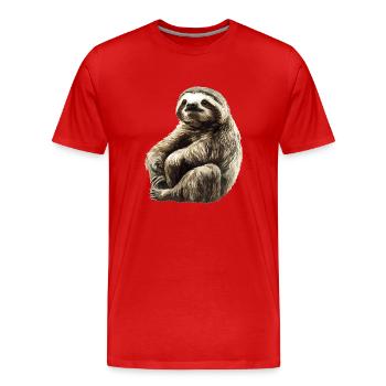 Faultiere Faultier - Männer Premium Bio T-Shirt - Rot - Vorne - Damien (186cm)