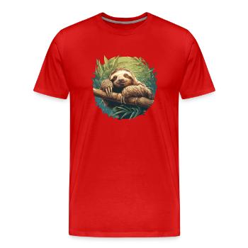 Faultiere Faultier - Männer Premium Bio T-Shirt - Rot - Vorne - Damien (186cm)