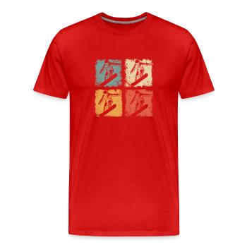 Vintage Snowboarder Winter Fun Snowboard Graphic - Men's Premium Organic T-Shirt - red - Front - Damien (186cm)