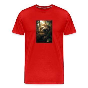 Faultiere Faultier - Männer Premium Bio T-Shirt - Rot - Vorne - Damien (186cm)