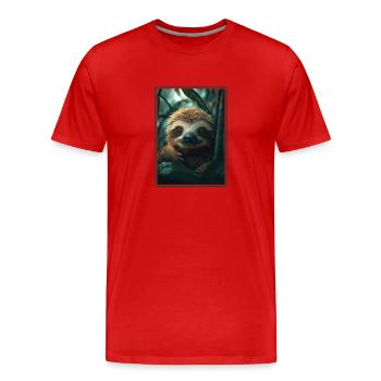 Faultiere Faultier - Männer Premium Bio T-Shirt - Rot - Vorne - Damien (186cm)