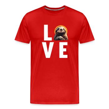 Faultiere Faultier - Männer Premium Bio T-Shirt - Rot - Vorne - Damien (186cm)