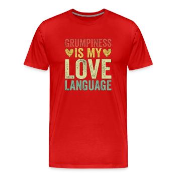 La mauvaise humeur est mon langage d’amour - T-shirt bio Premium Homme - rouge - Devant - Damien (186cm)
