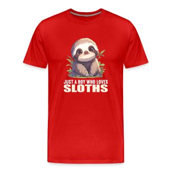 Paresseux Paresseux - T-shirt bio Premium Homme - rouge - Devant - Damien (186cm)