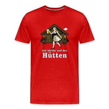 I stay at the hiker's hut - Men's Premium Organic T-Shirt - red - Front - Damien (186cm)