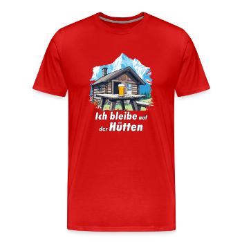 I stay at the hiker's hut - Men's Premium Organic T-Shirt - red - Front - Damien (186cm)