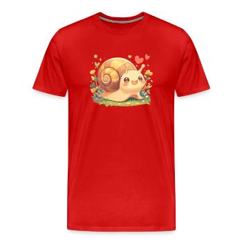 Schnecken Schnecke - Männer Premium Bio T-Shirt - Rot - Vorne - Damien (186cm)