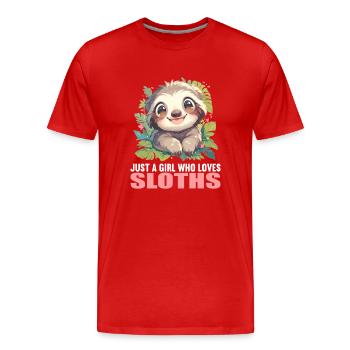 Paresseux Paresseux - T-shirt bio Premium Homme - rouge - Devant - Damien (186cm)
