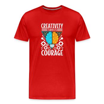 Creativity Takes Courage - Männer Premium Bio T-Shirt - Rot - Vorne - Damien (186cm)