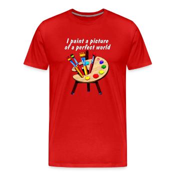 I paint a picture of a perfect world - Männer Premium Bio T-Shirt - Rot - Vorne - Damien (186cm)
