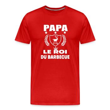 papa bbq roi du barbecue - T-shirt bio Premium Homme - rouge - Devant - Damien (186cm)