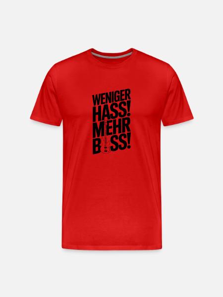 Less hate, more bass! - Men's Premium Organic T-Shirt - red