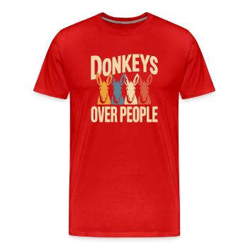 Esel Lustiger Spruch - Männer Premium Bio T-Shirt - Rot - Vorne - Damien (186cm)