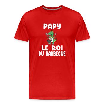 roi barbecue dinosaure papy - T-shirt bio Premium Homme - rouge - Devant - Damien (186cm)