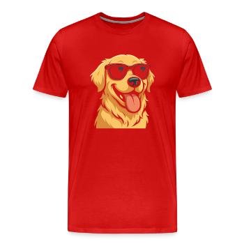 Cool Dog With Sunglasses Illustration - Men's Premium Organic T-Shirt - red - Front - Damien (186cm)