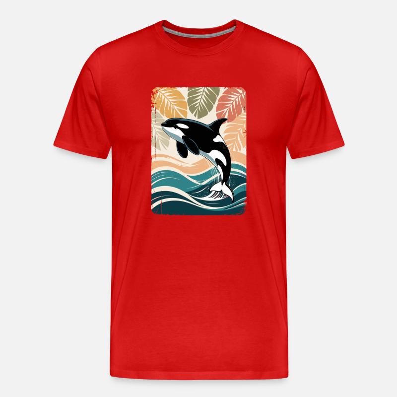 Orka Meerestier Schwertwal Wal Orca - Männer Premium Bio T-Shirt - Rot