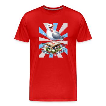 Reto Seagull Seagulls Sandwidsch Hareng - T-shirt bio Premium Homme - rouge - Devant - Damien (186cm)
