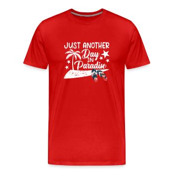 Juste un autre jour au paradis Flip Flops Beach - T-shirt bio Premium Homme - rouge - Devant - Damien (186cm)