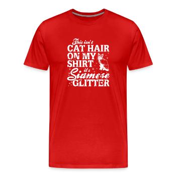 Siamois paillettes chat cheveux drôle félin propriétaire style - T-shirt bio Premium Homme - rouge - Devant - Damien (186cm)