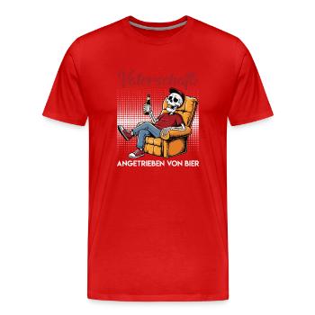 Zukünftiger Vater VATERSCHAFT ANGETRIEBEN VON BIER - Männer Premium Bio T-Shirt - Rot - Vorne - Damien (186cm)