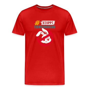 Tierschutz STOPPT TIERVERSUCHE GEGEN VERSUCHE - Männer Premium Bio T-Shirt - Rot - Vorne - Damien (186cm)