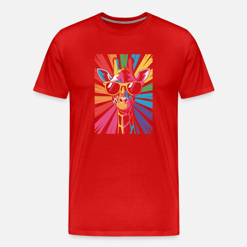 Giraffe mit Sonnenbrille Safari Savanne - Männer Premium Bio T-Shirt - Rot