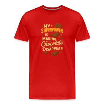 Meine Superkraft ist, Schokolade verschwinden zu - Männer Premium Bio T-Shirt - Rot - Vorne - Damien (186cm)