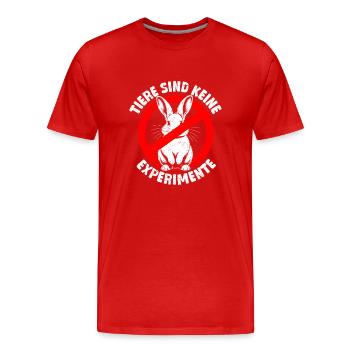 Tierschutz ANIMALS ARE NOT EXPERIMENTS Lustig - Männer Premium Bio T-Shirt - Rot - Vorne - Damien (186cm)