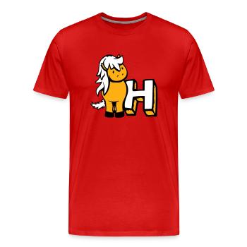 Cheval H Cheval Lettre ABC École d’apprentissage de l’anglais - T-shirt bio Premium Homme - rouge - Devant - Damien (186cm)