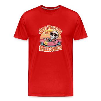 Chill Skeleton Halloween Vibes - Men's Premium Organic T-Shirt - red - Front - Damien (186cm)