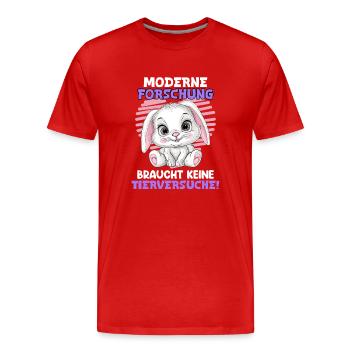 Tierschutz MODERNE FORSCHUNG BRAUCHT KEINE - Männer Premium Bio T-Shirt - Rot - Vorne - Damien (186cm)