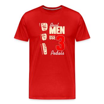 Puissance de levier de vitesse manuel à trois pédales - T-shirt bio Premium Homme - rouge - Devant - Damien (186cm)