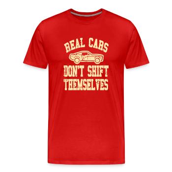 Real Cars Don’t Shift Themselves Manual Pride - Männer Premium Bio T-Shirt - Rot - Vorne - Damien (186cm)