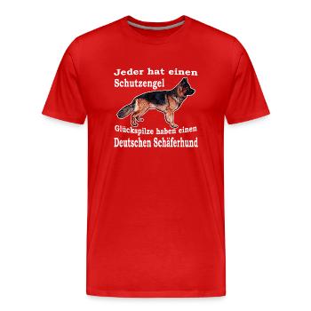 Schutzengel Schäferhund W - Männer Premium Bio T-Shirt - Rot - Vorne - Damien (186cm)