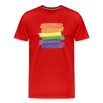 Rainbow Paint Brushes (Strokes) - Men's Premium Organic T-Shirt - red - Front - Damien (186cm)