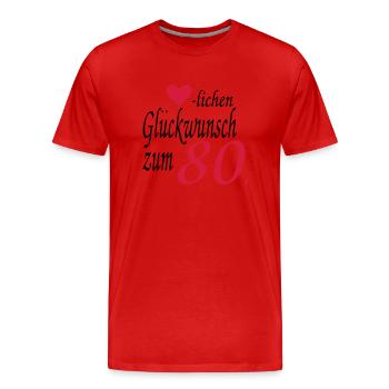 80 Geburtstag - Männer Premium Bio T-Shirt - Rot - Vorne - Damien (186cm)