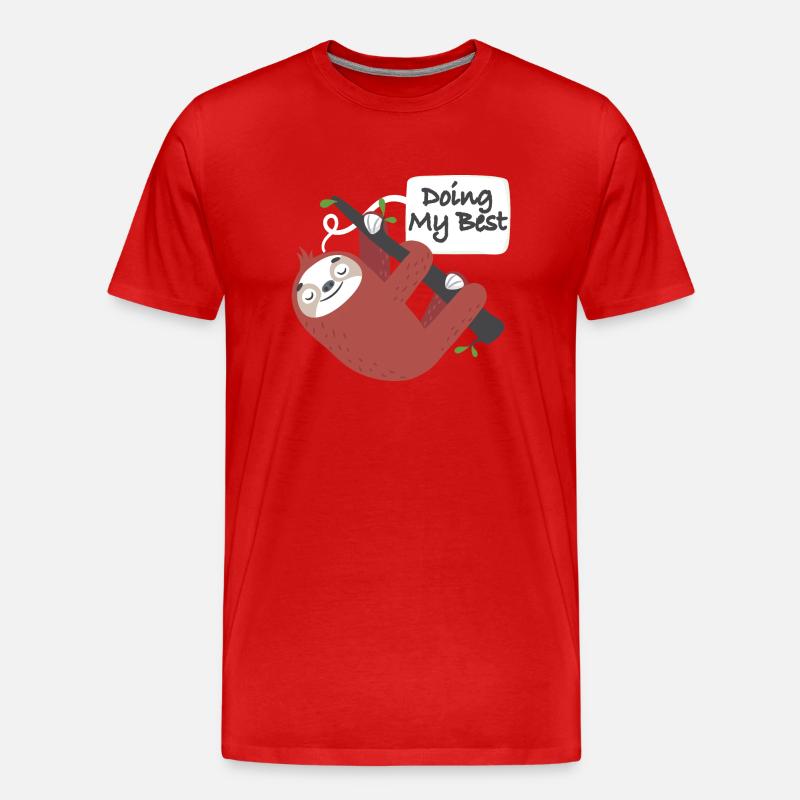 Faul, Faultier, langsam, müde, chillen - Männer Premium Bio T-Shirt - Rot