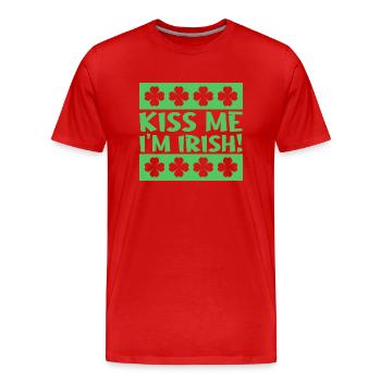 Embrasse-moi, je suis irlandais - T-shirt bio Premium Homme - rouge - Devant - Damien (186cm)