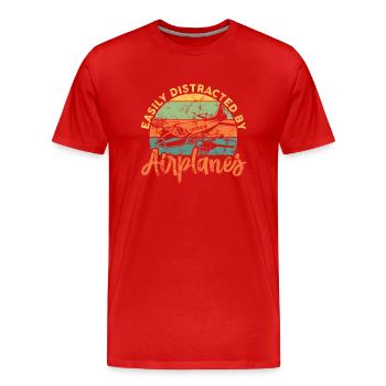 Facilement distrait par le pilote d’avion - T-shirt bio Premium Homme - rouge - Devant - Damien (186cm)