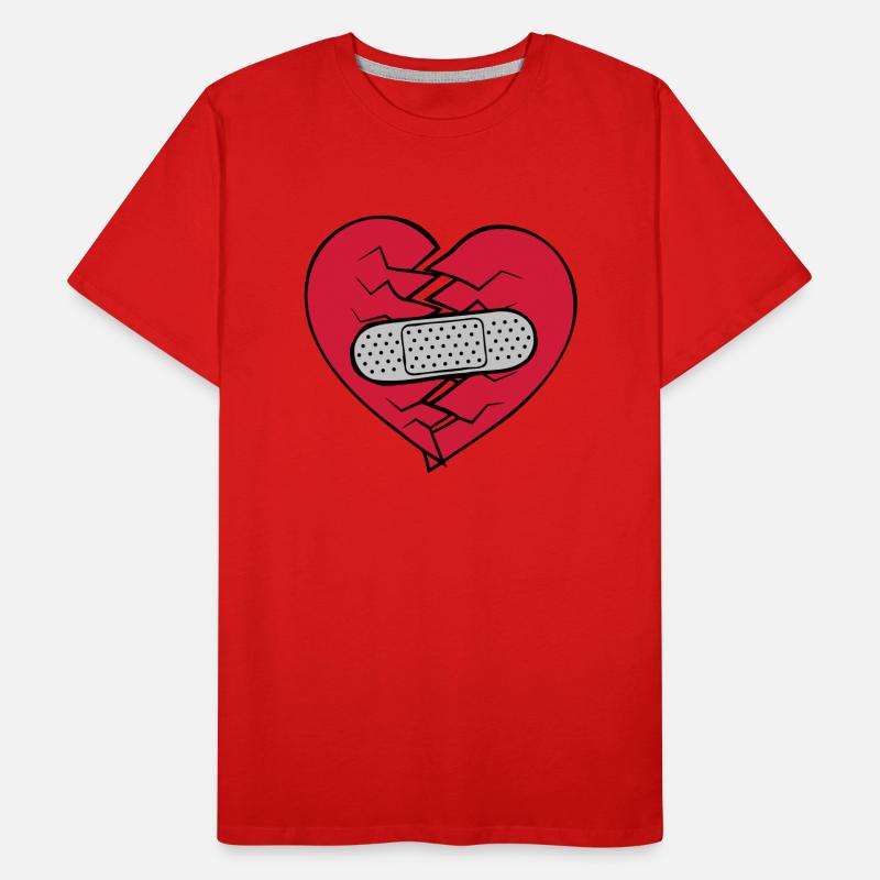 Pflaster Herz gebrochen Männer Premium Bio T-Shirt
