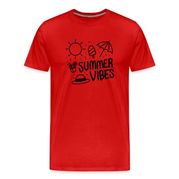 SUMMER BROADCAST HAT TRAVEL SUN UMBRELLA MOTIF - Men's Premium Organic T-Shirt - red - Front - Damien (186cm)